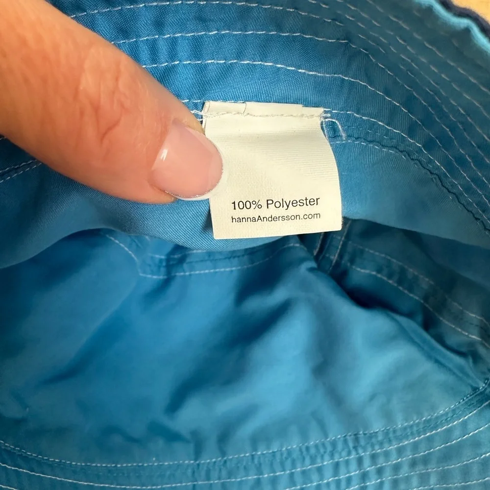 Hanna Andersson Navy and White Striped Kids Bucket Hat